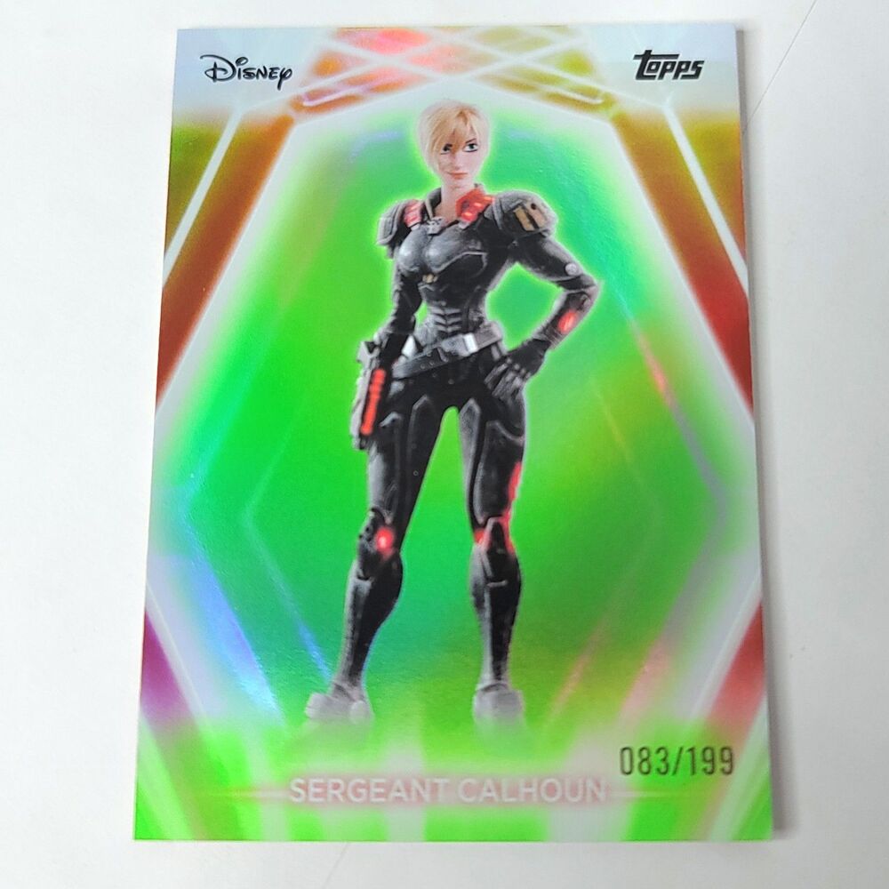 Sergeant Calhoun Topps 2026 Disney Neon Holo Parallel Refractor Limited 083/199